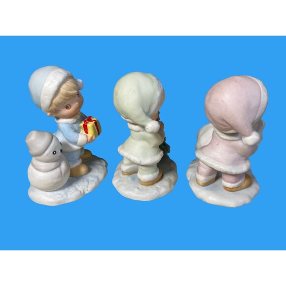 HOMCO #5613  Porcelain Winter Friends Christmas Kids Trio - Picture 5 of 10